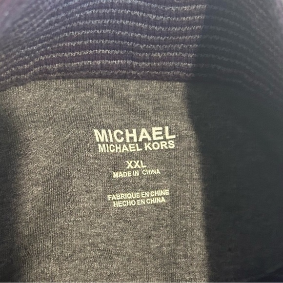 Michael Kors Sweater Mens XXL Mock Neck 1/4 Button Pullover Stretch Blue Striped - Picture 6 of 9